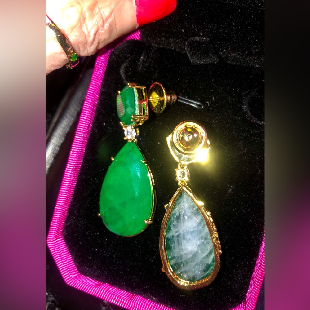 Vibrant Zambian Emerald Teardrop Earrings - Picture 7 of 7